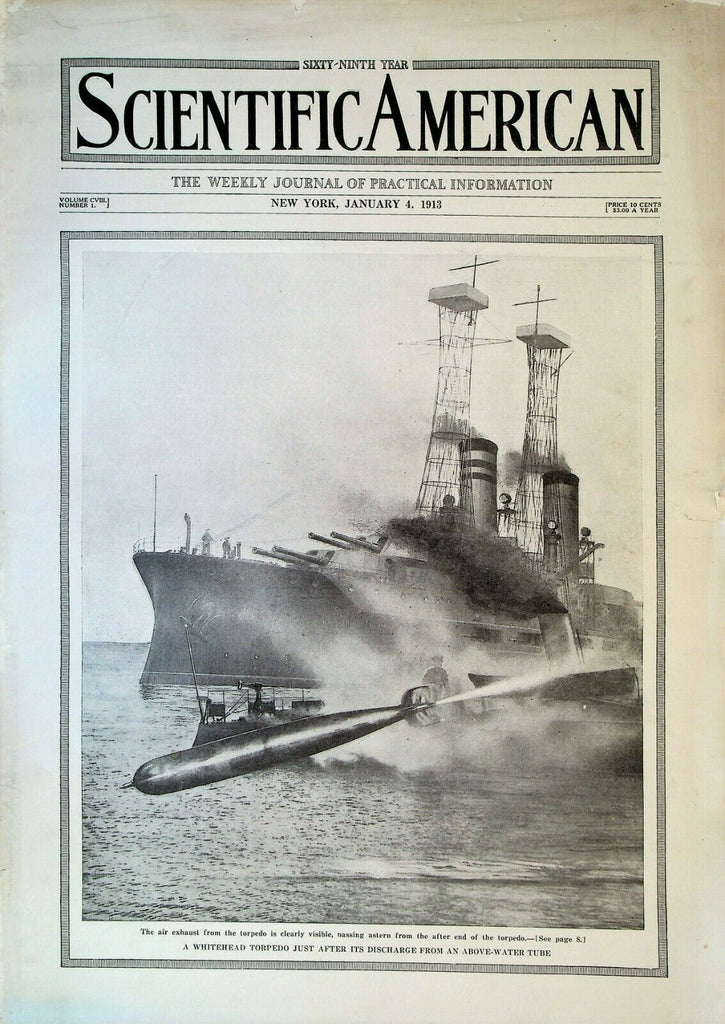Scientific American January 4 1913 Wilbur Wright Ship Torpedo