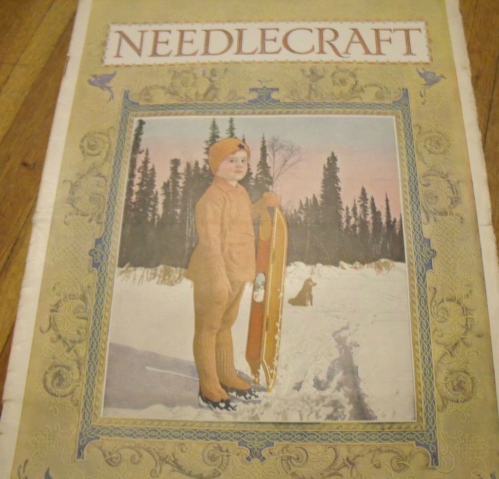 Needlecraft Magazine January 1920   child w/ sled, Cream of Wheat ad