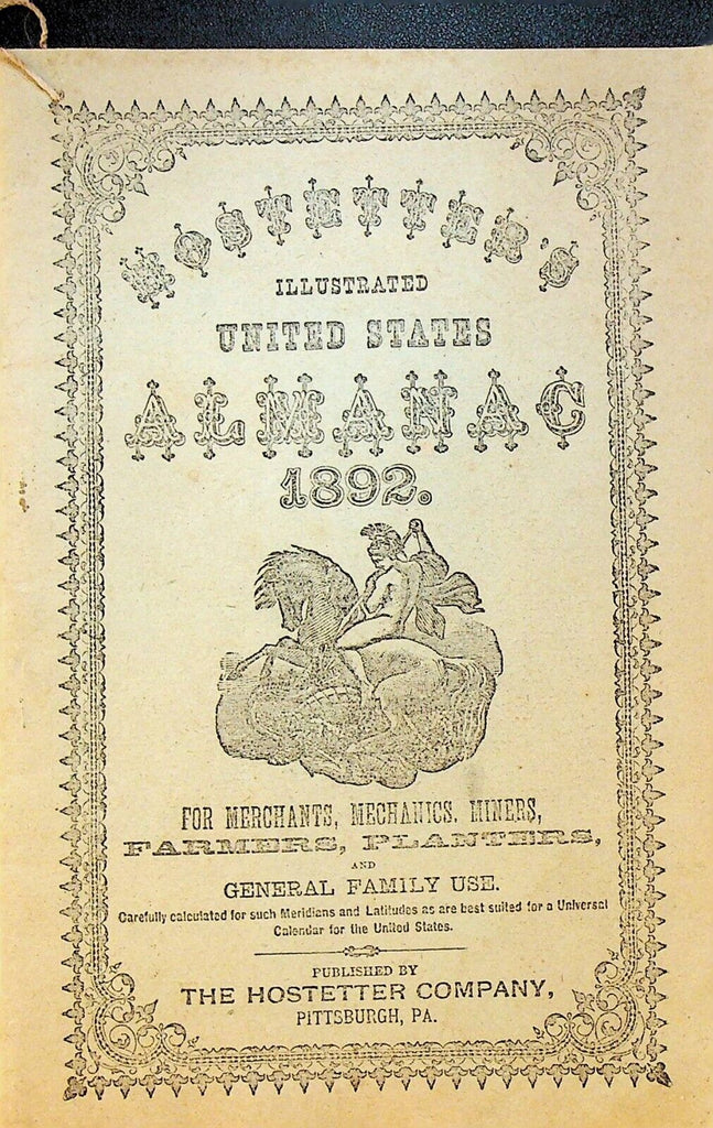 Hostetter's Illustrated United States Almanac 1892 AM Hodge Canajoharie NY