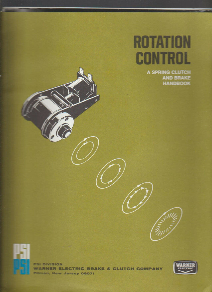 Rotation Control Spring & Clutch Handbook Warner Electric 1972