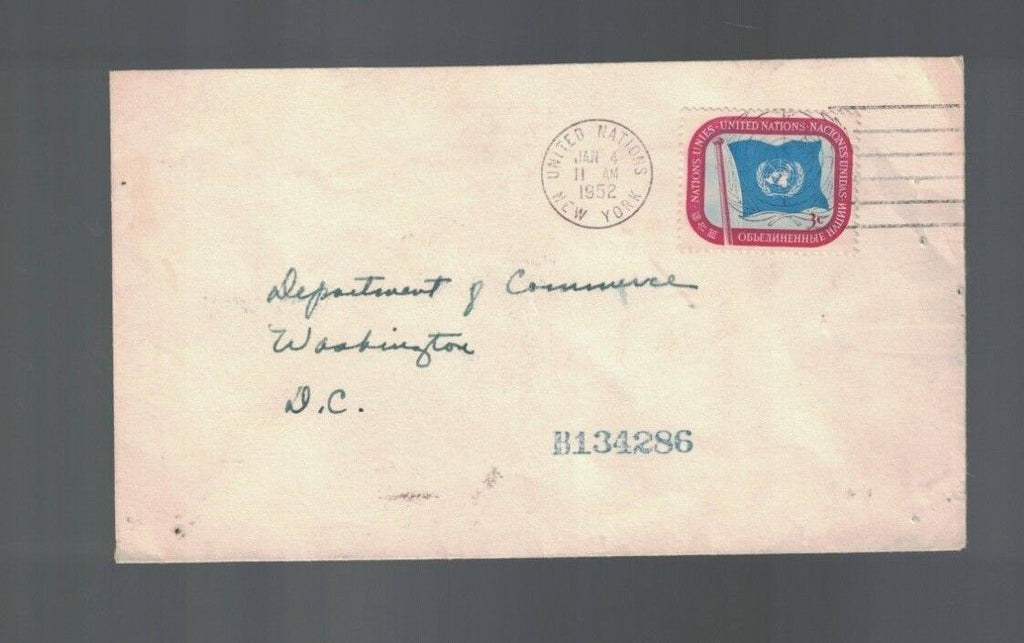 United Nations Postmark 1952 to Department of Commerce Washington DC