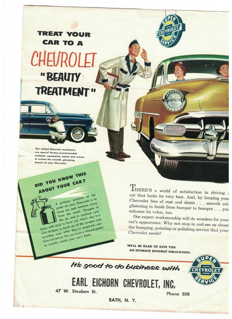 Chevrolet Food Factors Chart 1955 Earl Eichorn Chevy Dealer Bath NY