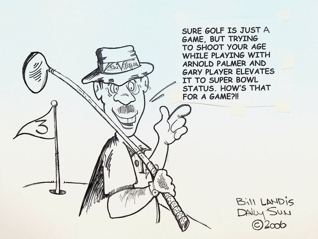 Bill Landis Original Cartoon Art The Villages Daily Sun 2006 Golf