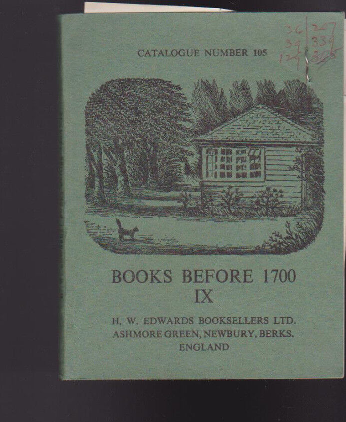 HW Edwards Booksellers Catalogue 105 Books Before 1700 IX