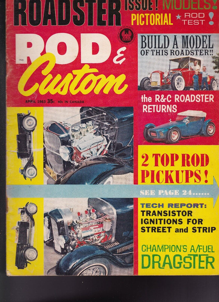 Rod & Custom Magazine Roadster Issue Dragsters April 1963 FREE US S/H