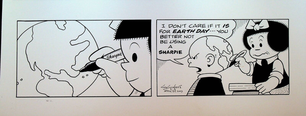 Nancy Original Comic Strip Art Guy Gilchrist April 22 2009 Earth Day