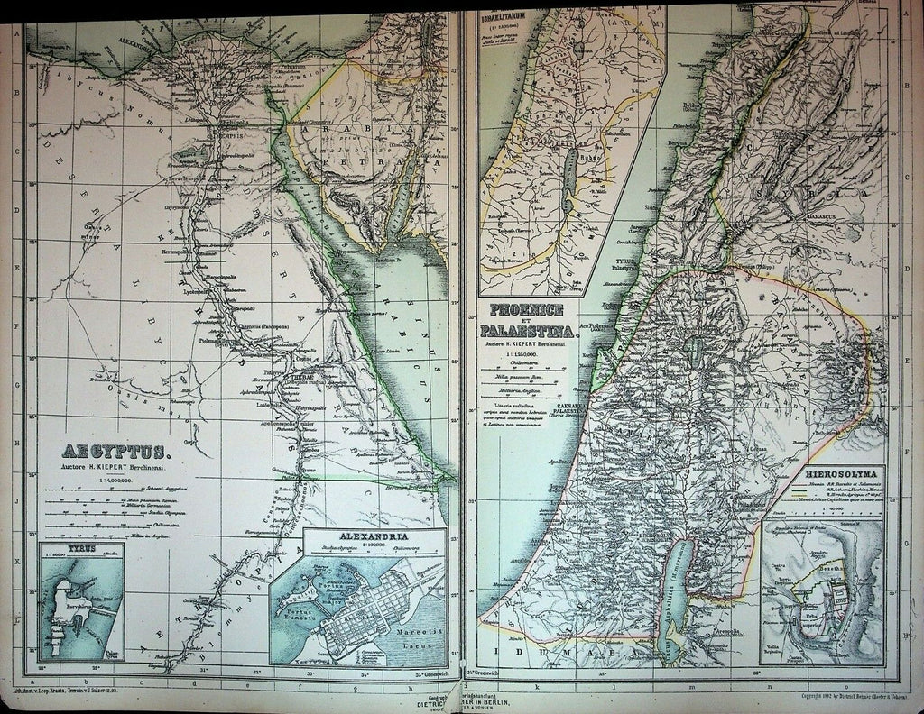 Egypt Palestine Phoenix 1892 Dietrich Reimer Kiepert's Atlas Antiquus Map