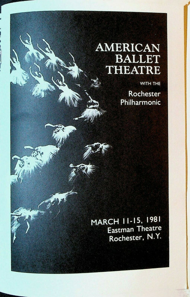 American Ballet Theatre With Rochester Philharmonic Orchestra Program March 1981