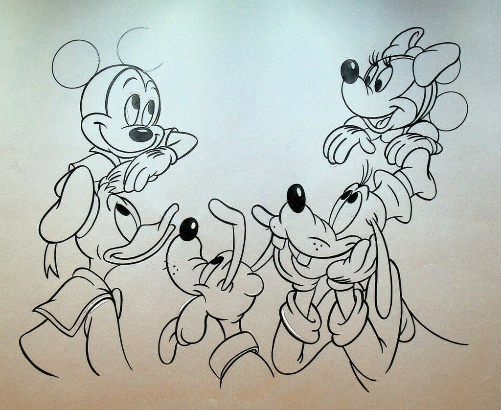 Mickey Minnie Mouse Goofy Pluto Donald Duck Walt Disney Promotional Art 1990s