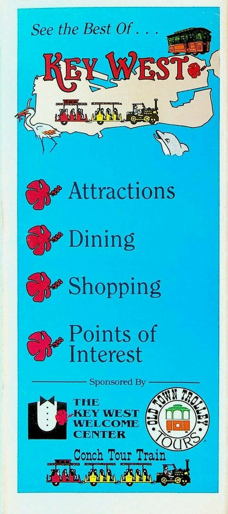See the Best of Key West Florida 1990 Map Brochure Attractions Dining Shopping
