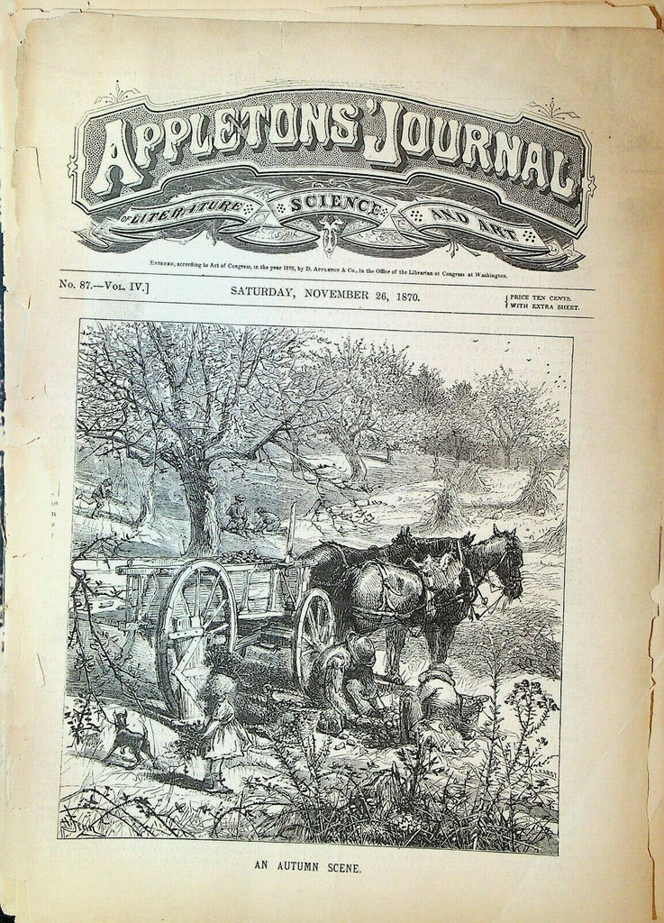 Appleton's Journal November 26 1870 William Shakespeare Florence Marryat