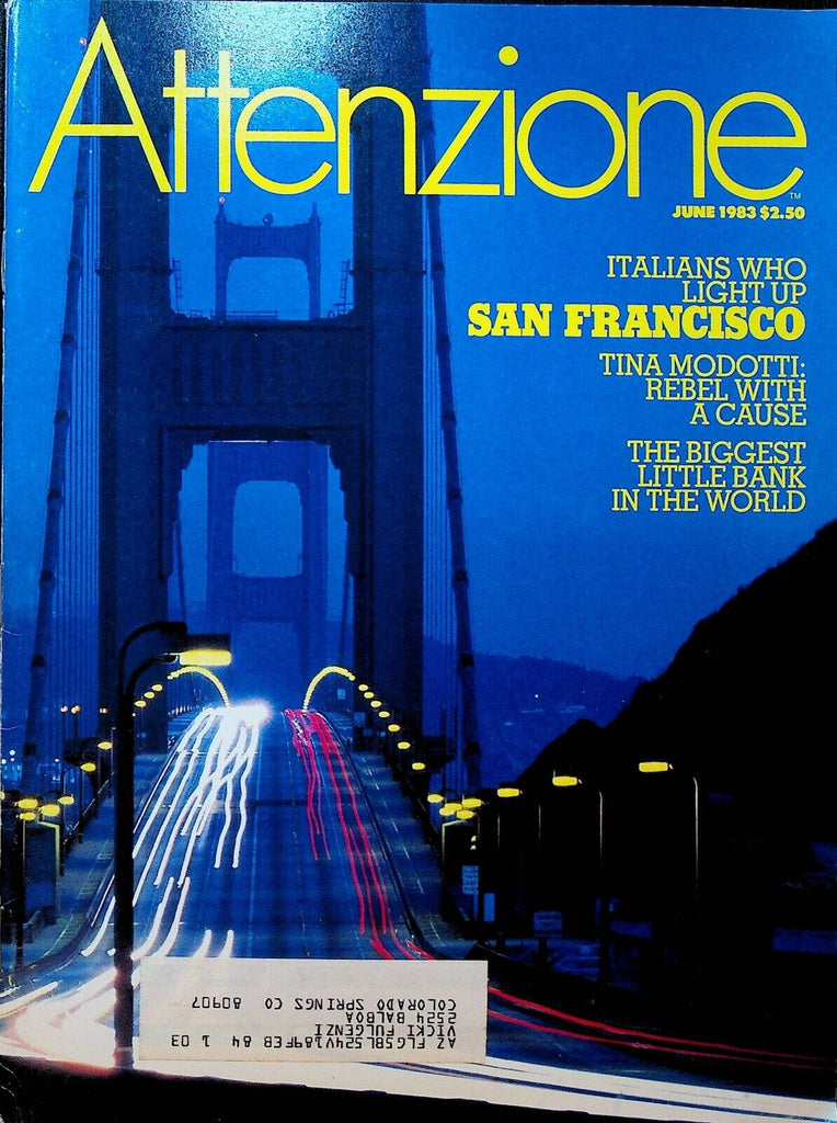 Attenzione Magazine June 1983 San Francisco Tina Modotti Lorenzo de Medici
