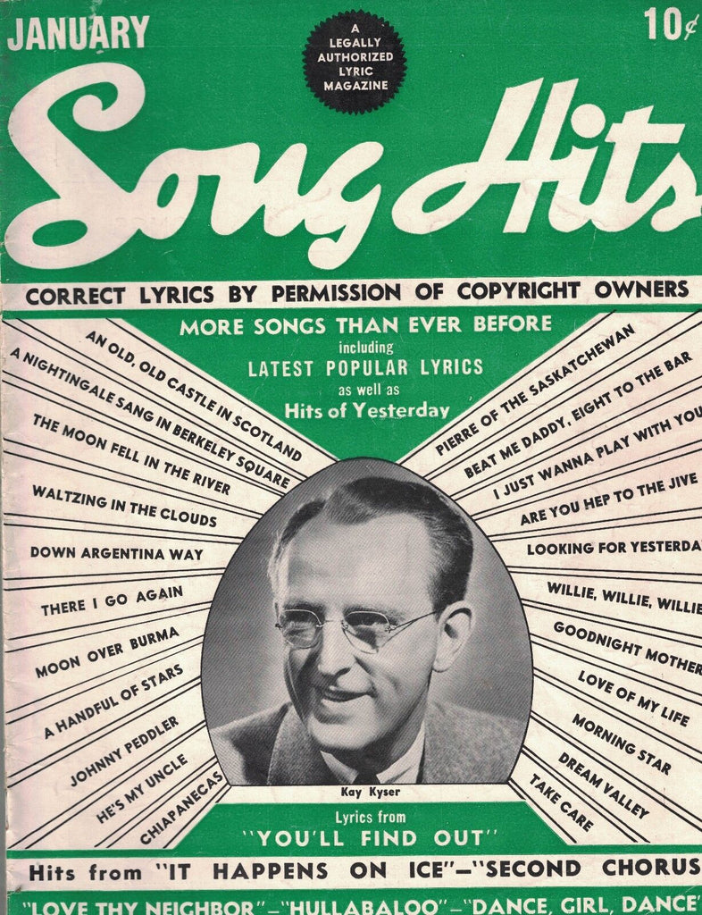 Song Hits Magazine January 1941 Kay Kyser Bela Lugosi Boris Karloff