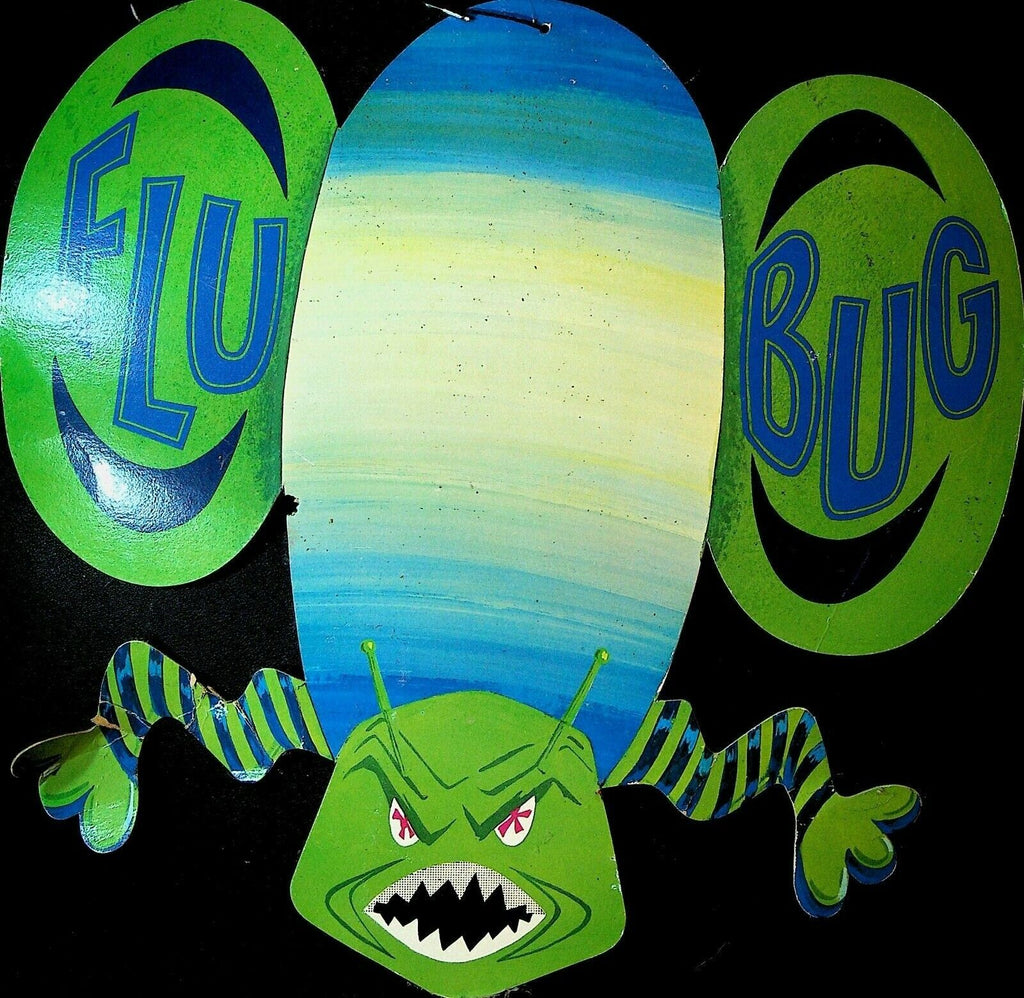 Flu Bug Novelty Hanging Piece Scary Disease 1960s Colorful Card Stock 2-Sided