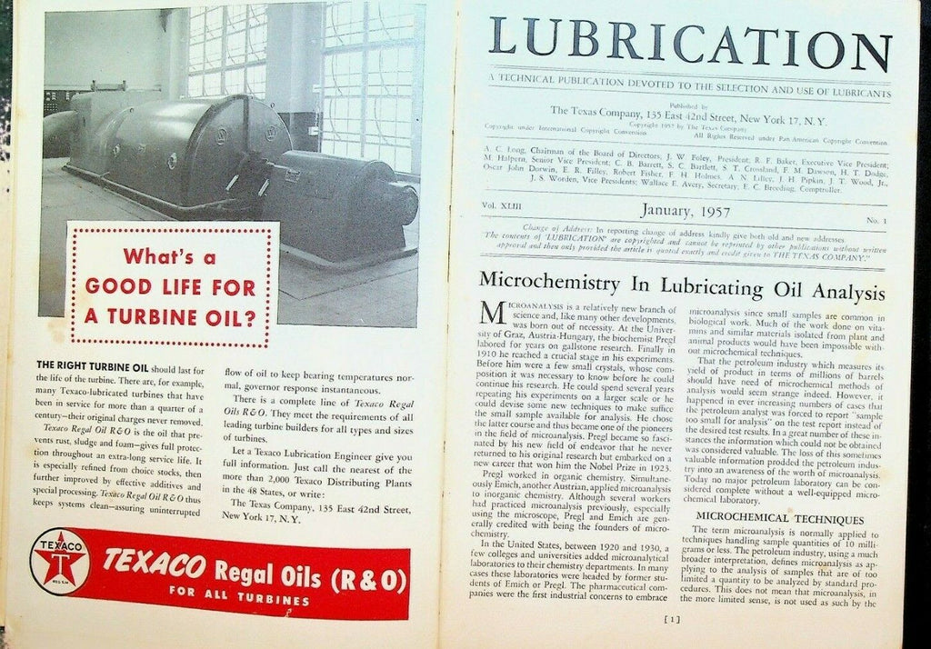 Lubrication Magazine Bound Volume 1957 Oils Greases Texaco