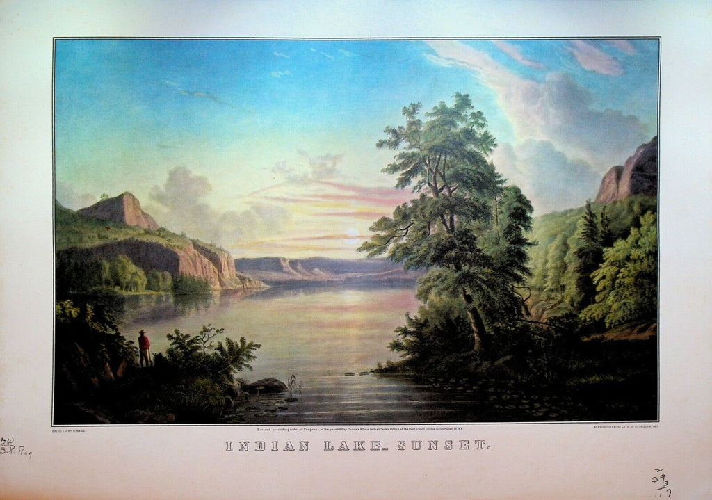 Currier & Ives Calendar Topper 1962 Indian Lake Sunset