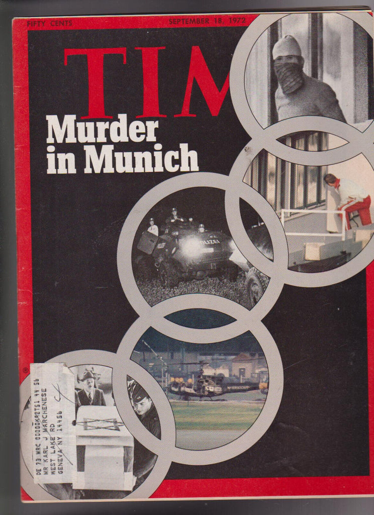 Time Magazine Murder at the Munich Olympics September 18 1972