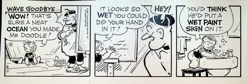 Moon Mullins Original Comic Strip Art Ferd & Tom Johnson September 11 1987 Art