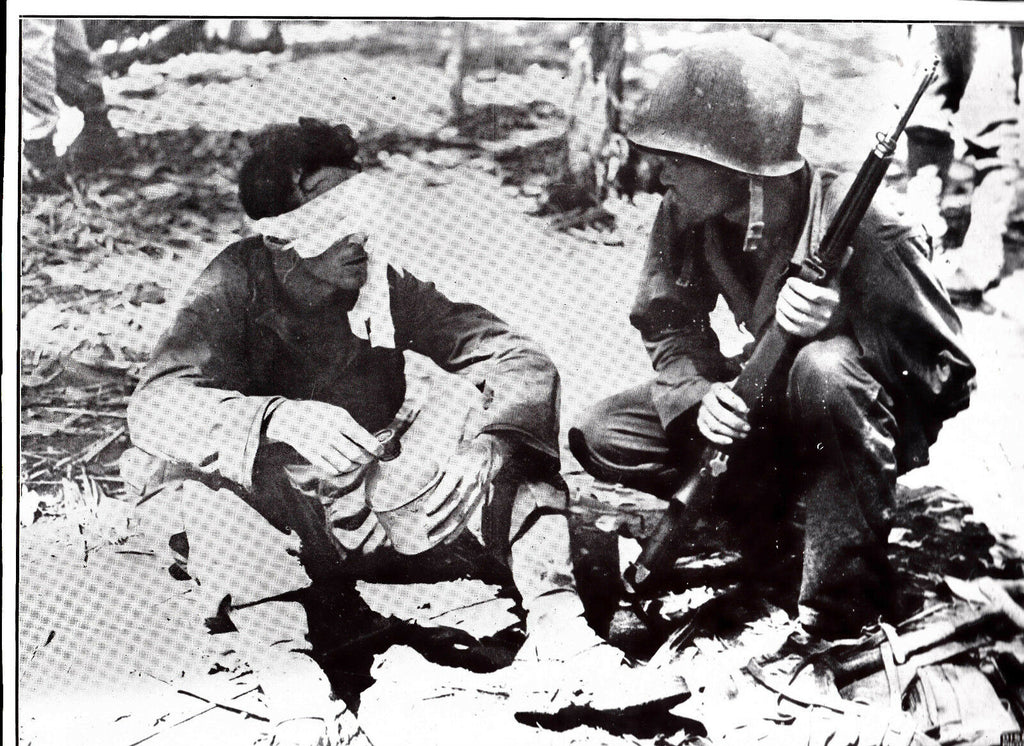 American Wounded by Mortar Fire on Leyte  WWII Dispatch Photo News Service