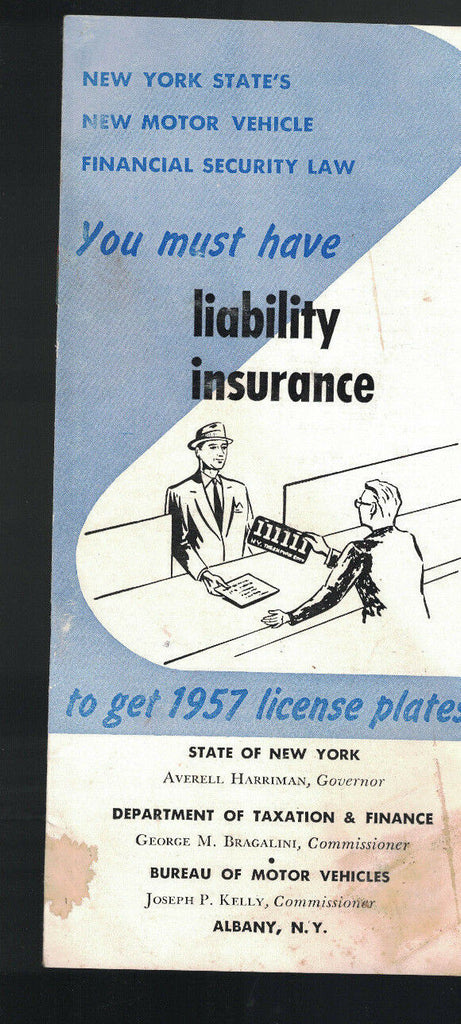 You Must Have Liability Insurance 1957 Brochure New York State Motor Vehicles