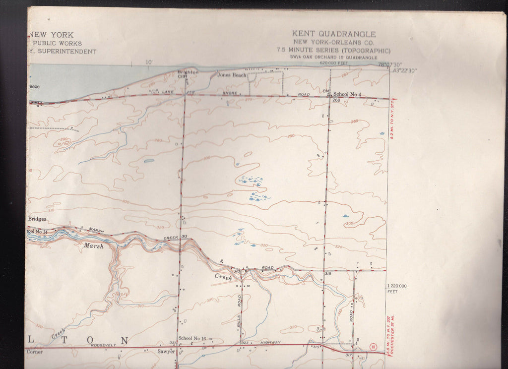 Kent Quadrangle Orleans County New York US Geological Survey Map 1951