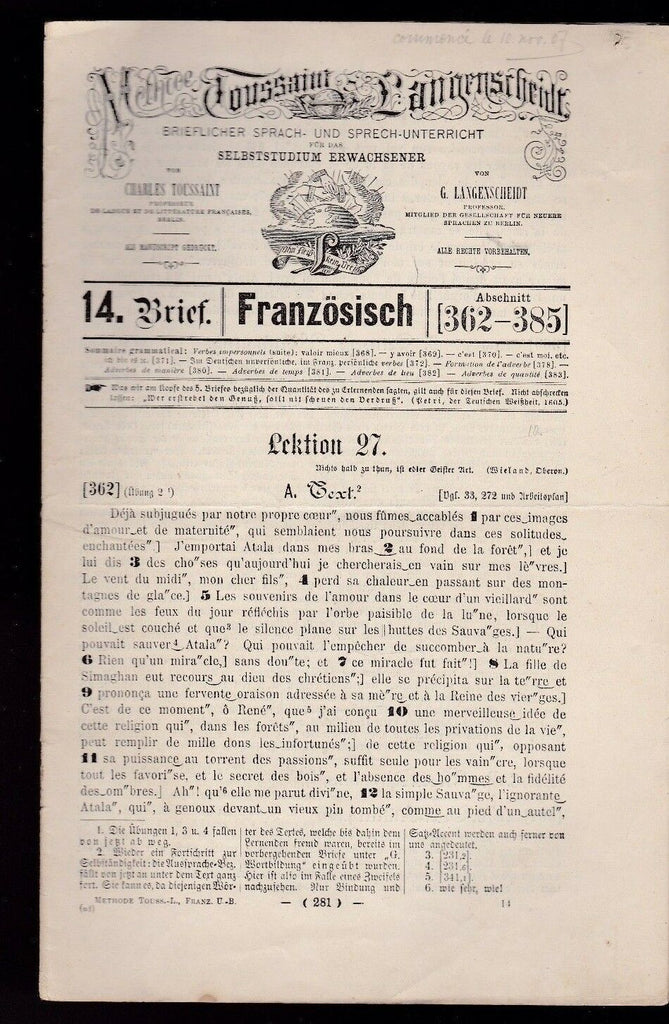 Charles Toussaint Methode Toussaint Langenscheidt French Language Lot of 15