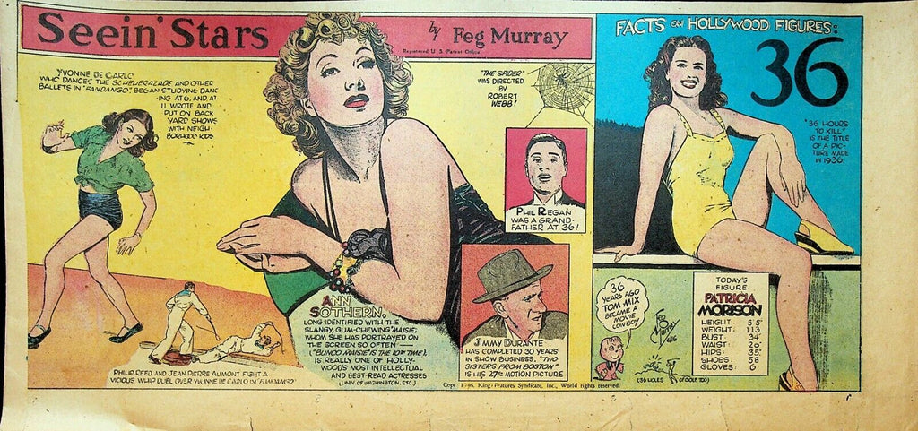 Seein Stars Comic Strip June 16 1946 Yvonne De Carlo Ann Sothern Jimmy Durante