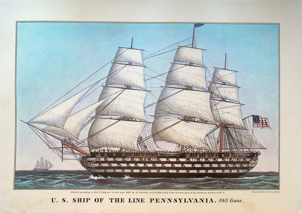 Currier & Ives Calendar Topper 1978 US Ship of the Line Pennsylvania