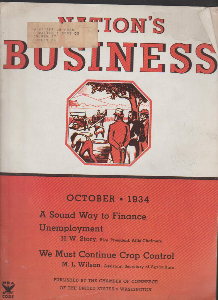 Nation's Business Magazine October 1934 Railroad Pension Law Depression
