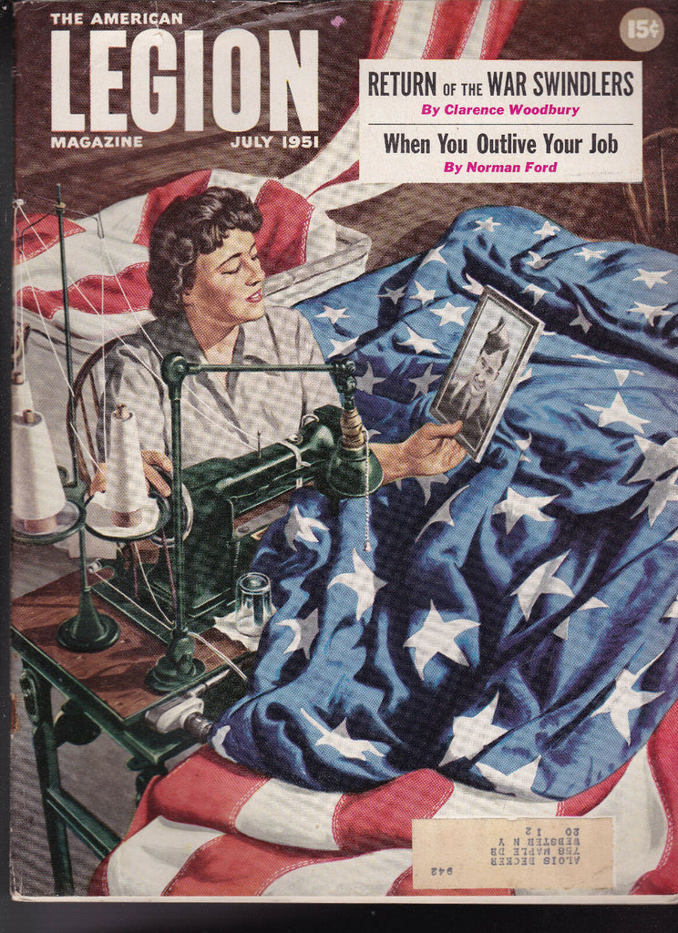 American Legion Magazine Wally Richards Flag Sewing  Cover  July 1951