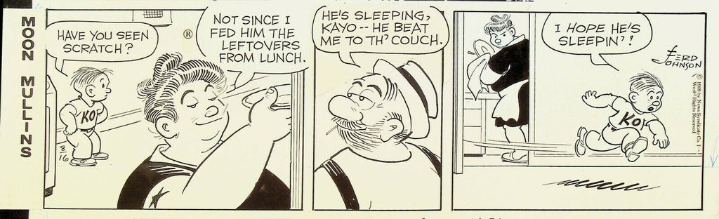 Moon Mullins Ferd Johnson Original Comic Strip Art August 16 1969