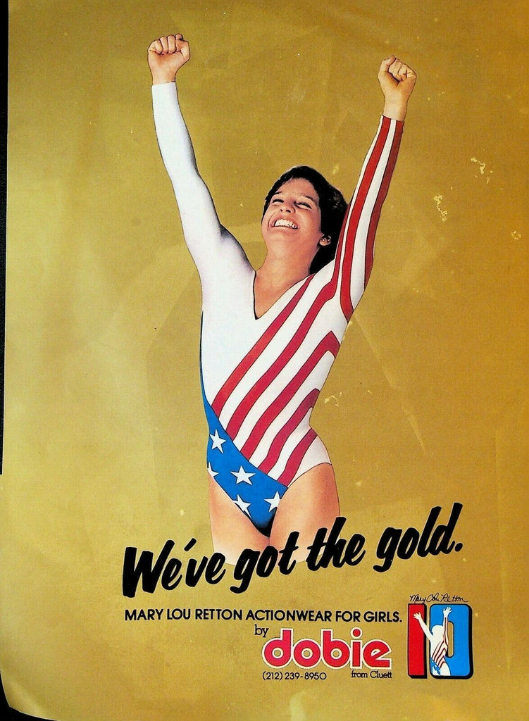 Mary Lou Retton Actionwear for Girls by Dobie Ad Sheet We've Got the Gold 1980s