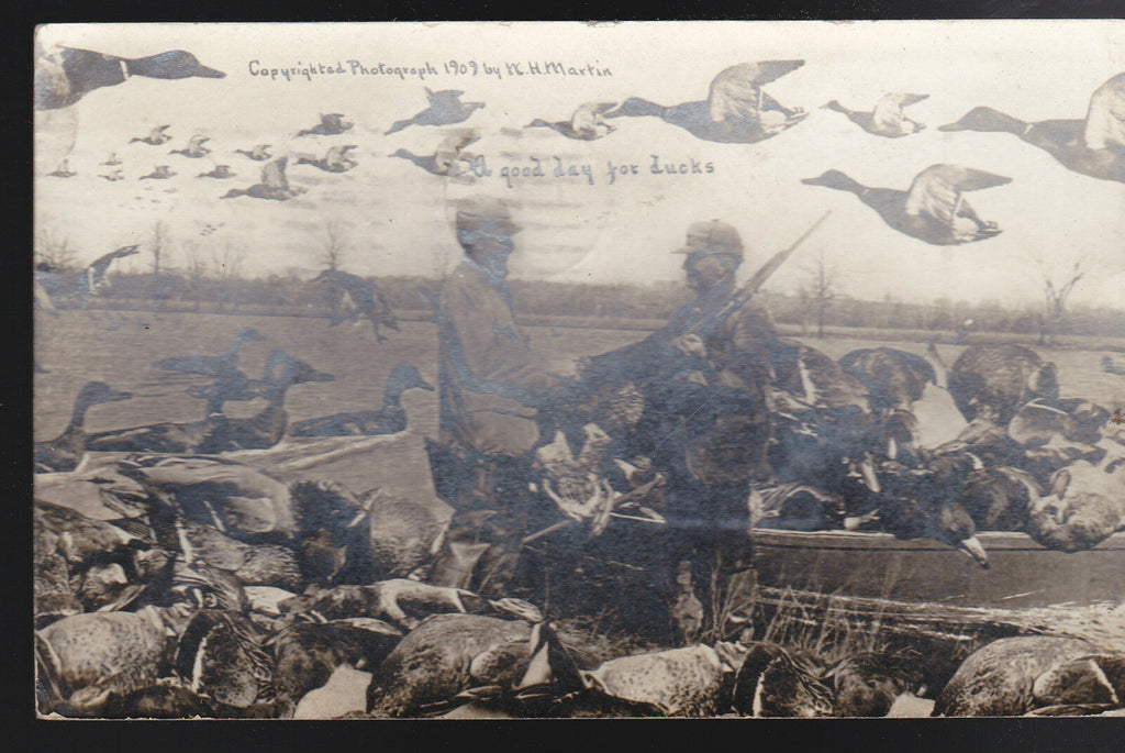 A Good Day for Ducks WH Martin 1909 Novelty Postcard Hunting
