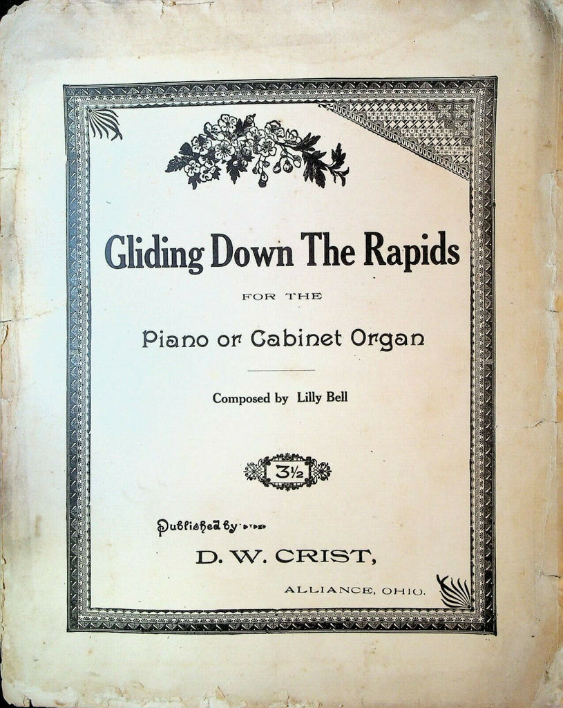 Gliding Down the Rapids Sheet Music DW Crist Lilly Bell 1900
