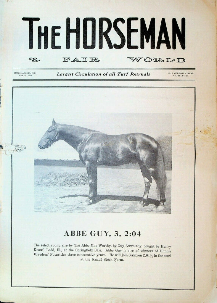 Horseman & Fair World Magazine Harness Racing May 24 1939 Abbe Guy