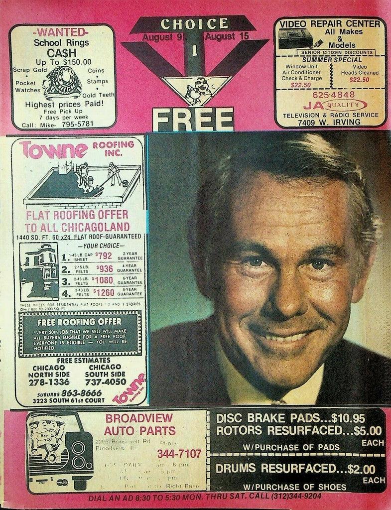 People's TV Choice Magazine August 9 1981 Chicago Area Johnny Carson
