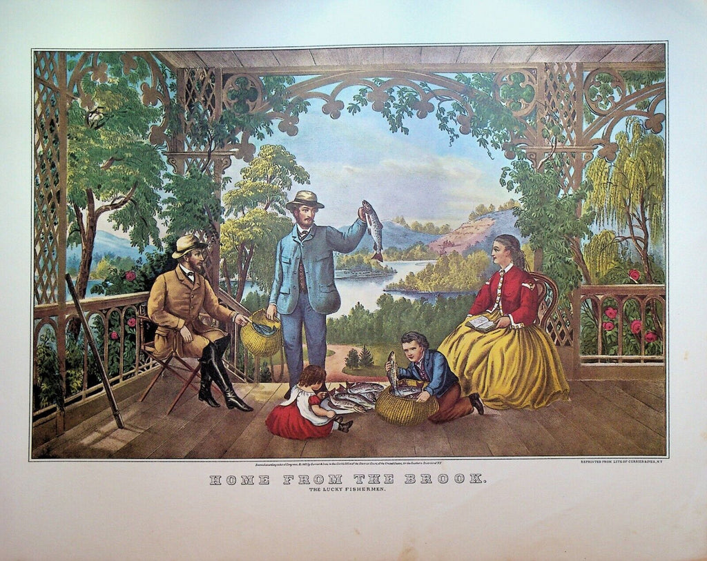 Currier & Ives Print Home From the Brook