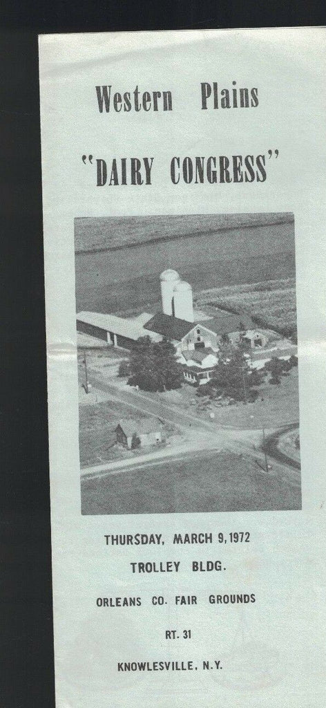 Western Plains Dairy Congress Brochure 1972 Knowlesville NY Orleans County