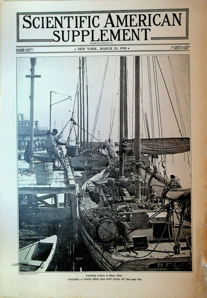 Scientific American Supplement March 23 1918 WWI Oysters Evolution