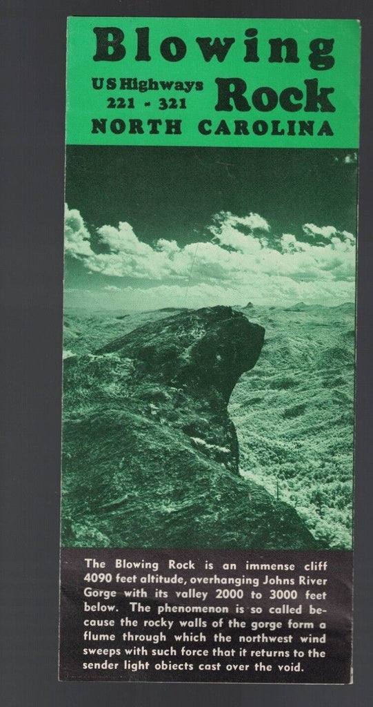Blowing Rock North Carolina Brochure Johns River Gorge 1950s