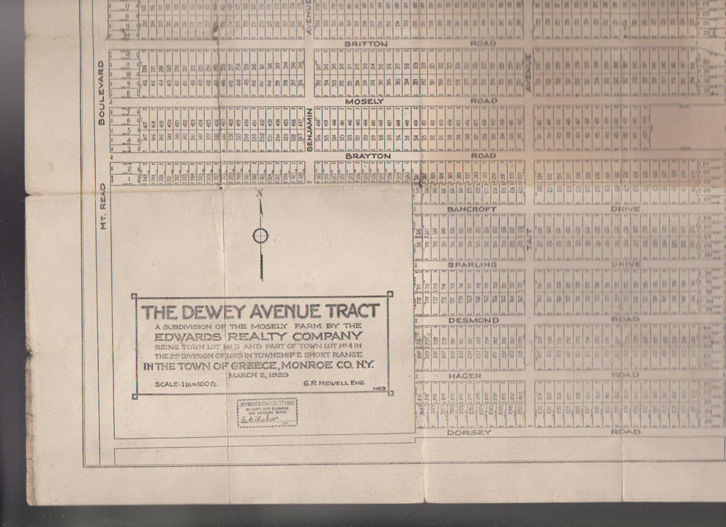 Dewey Avenue Tract 1923 Rochester Greece NY Mosely Farm