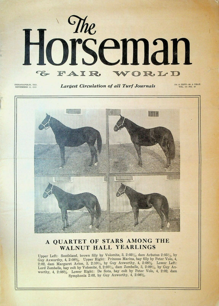 Horseman & Fair World Magazine Harness Racing November 13 1935 Southland
