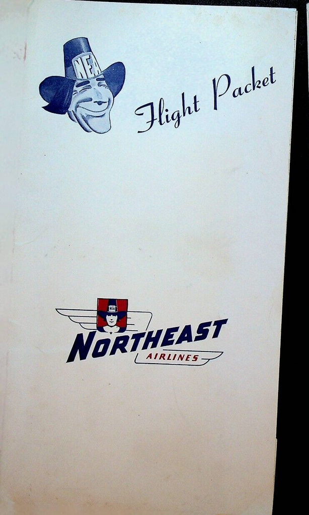 Northeast Airlines Fight Packet Folder 1950s Airplanes