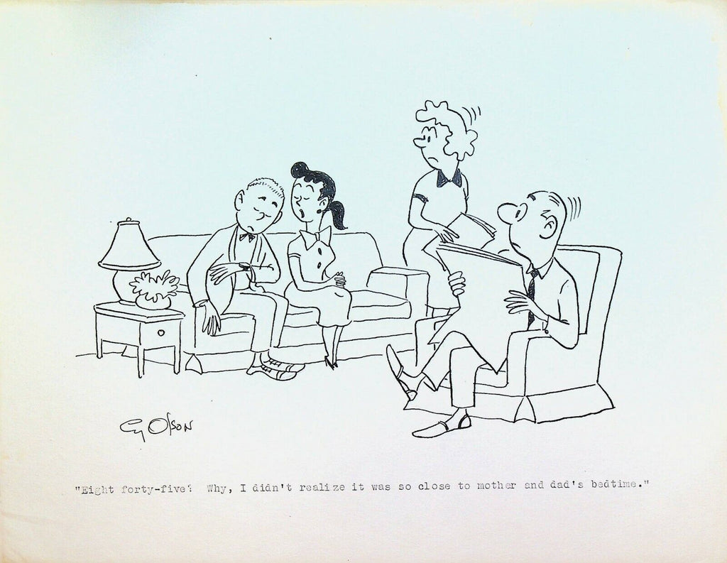 Teenagers Dating Parents Living Room 1960s Cy Olson Original Art
