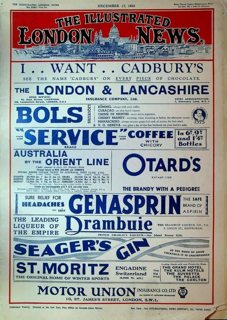 Illustrated London News December 17 1932 Riza Khan Pahlevi Great Depression