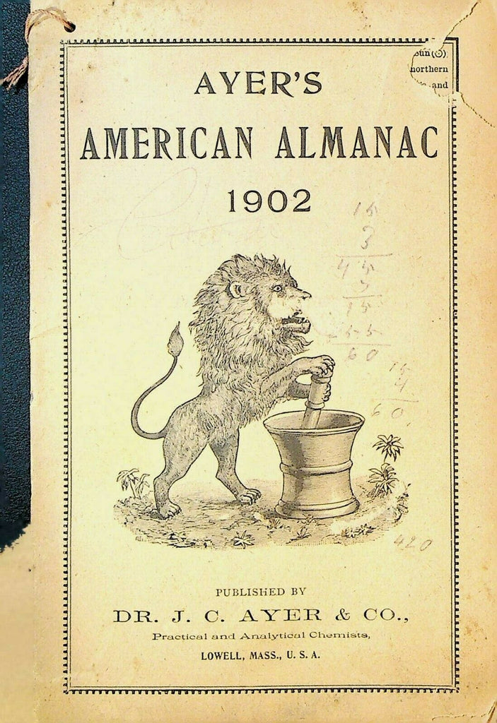 Ayer's American Almanac 1902 JC Ayer & Co Lowell Mass