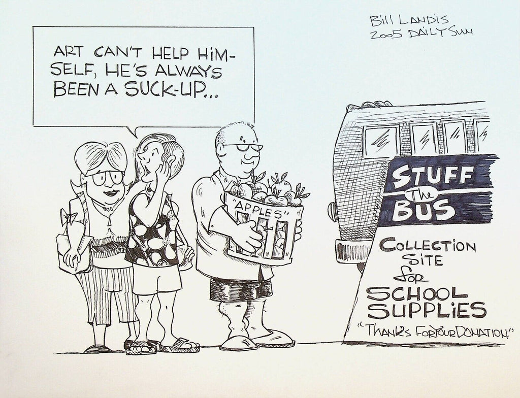 Bill Landis Original Cartoon Art The Villages Daily Sun 2005 School Supplies