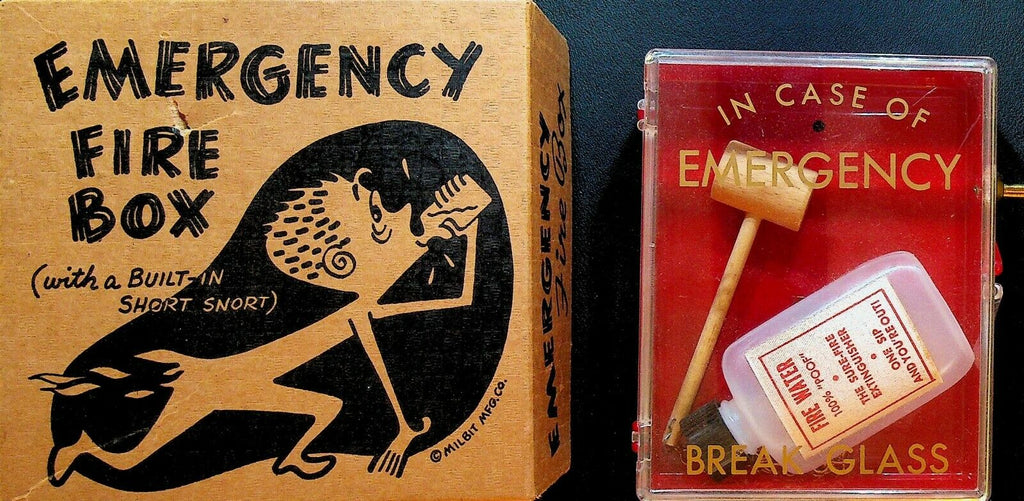 Emergency Fire Box Novelty Gag Gift Fire Water Short Snort Milbit Mfg 1960s