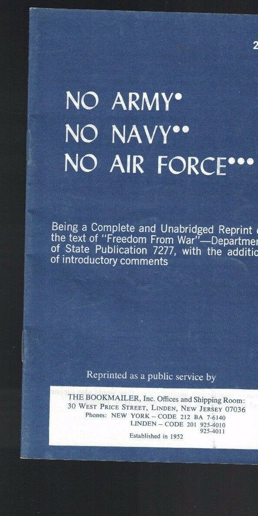 No Army No Navy No Air Force booklet 1964 United States