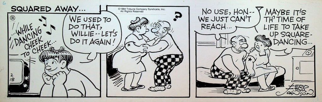 Moon Mullins Original Art Ferd & Tom Johnson February 18 1984 Dancing